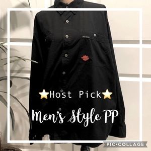 ⭐️HP⭐️🍀 HARLEY DAVIDSON Black Dress shirt HD logo
